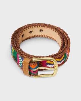 1.5" Hand-Loomed Belt in Blue/Pink/Orange Multi