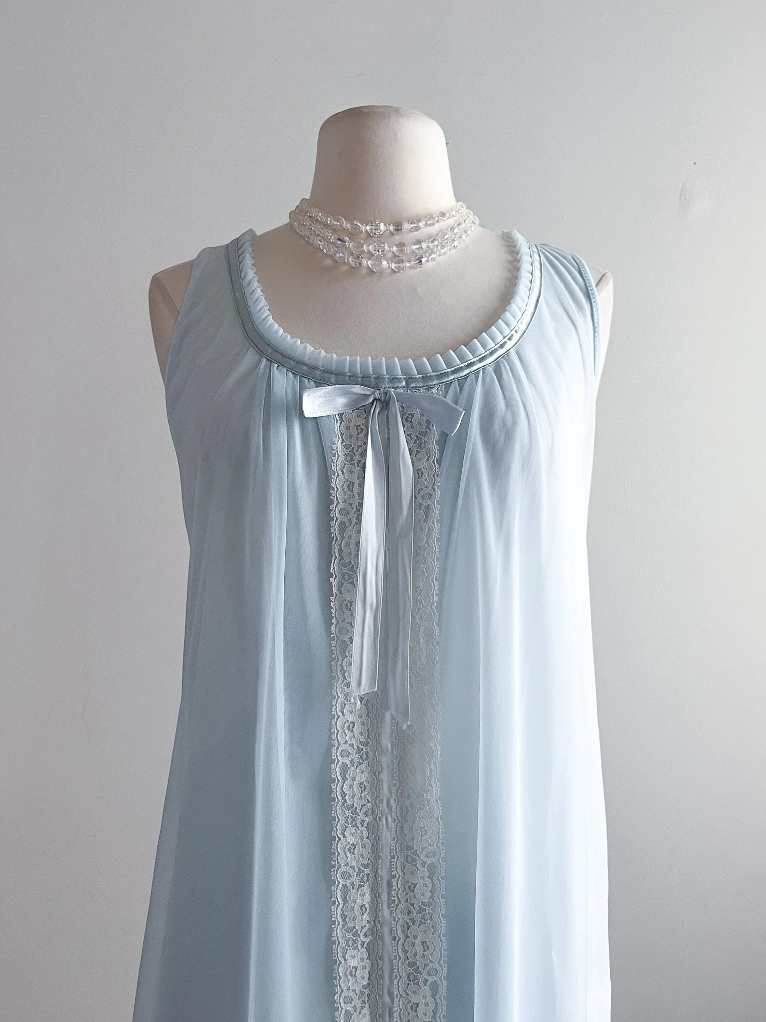 1950's Baby Blue Night Gown & Cover-up  / Sz M