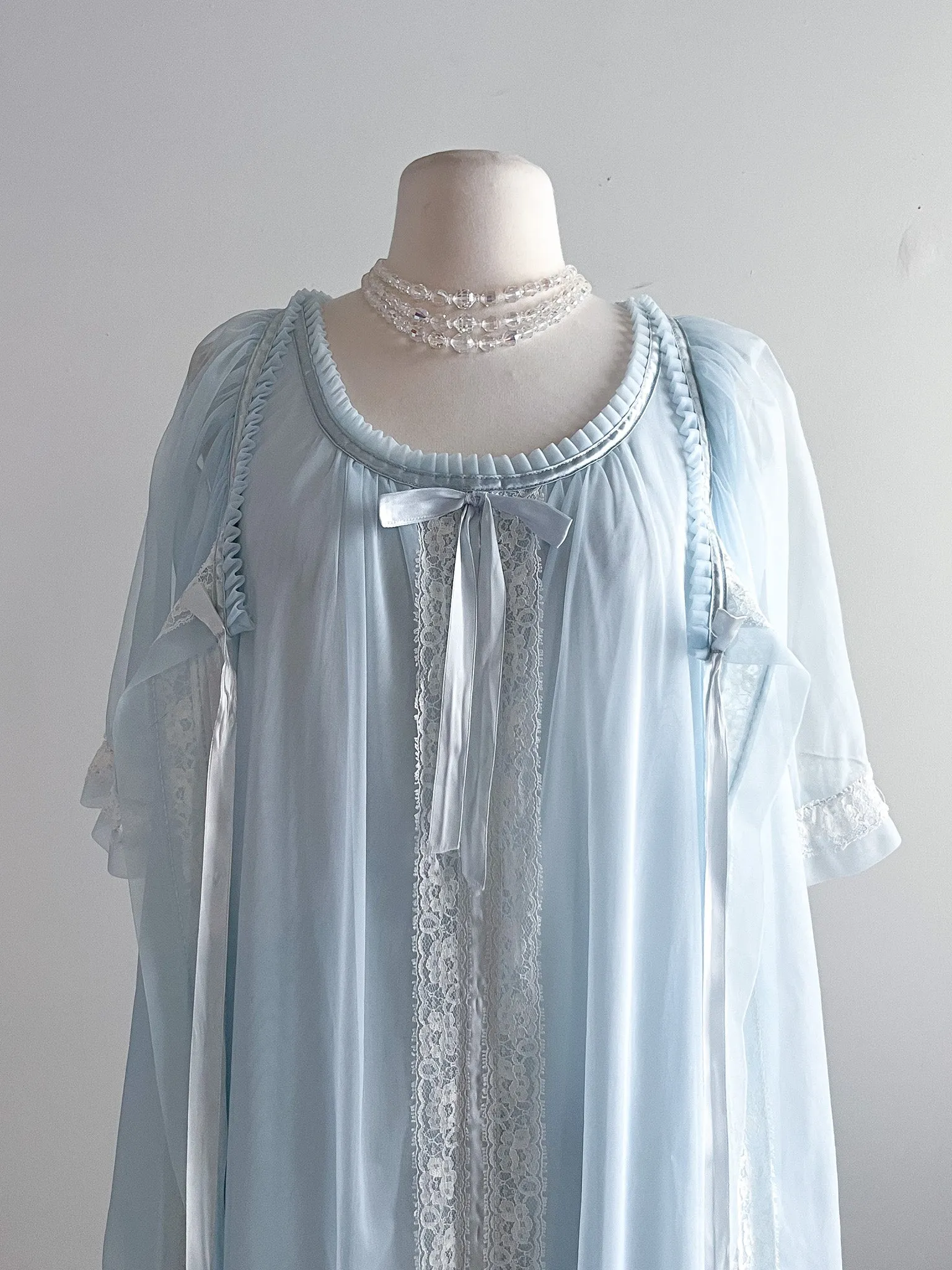 1950's Baby Blue Night Gown & Cover-up  / Sz M