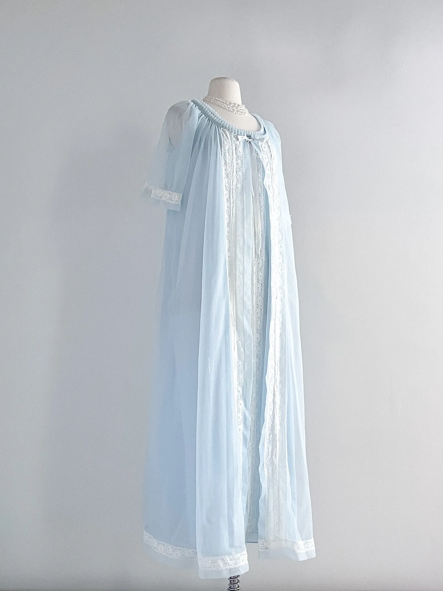 1950's Baby Blue Night Gown & Cover-up  / Sz M