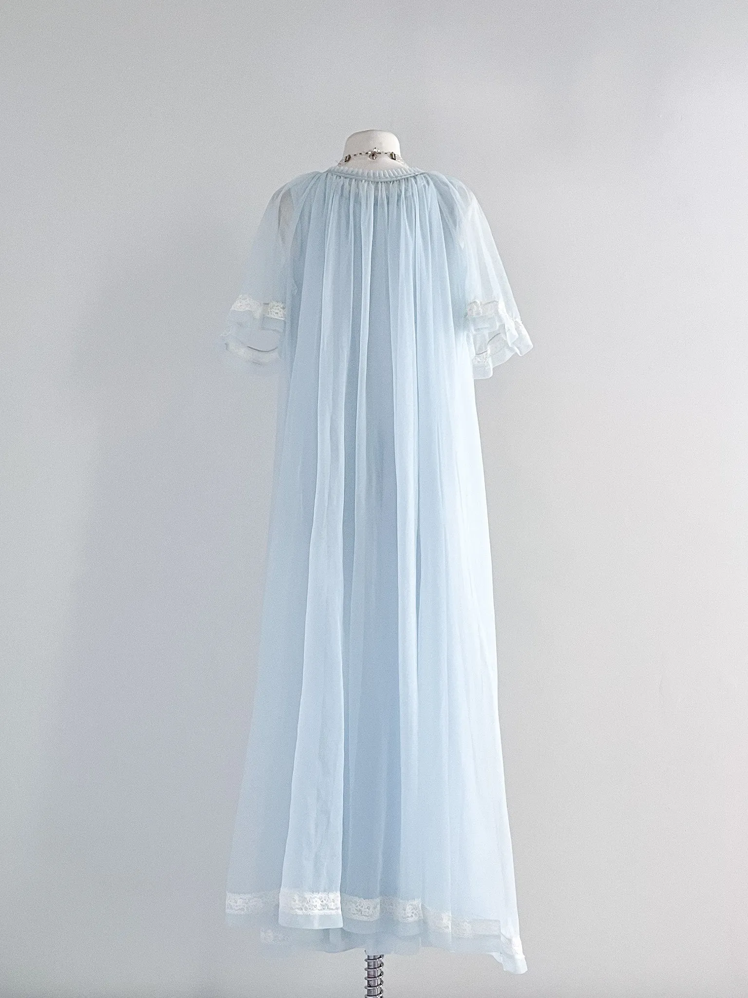 1950's Baby Blue Night Gown & Cover-up  / Sz M