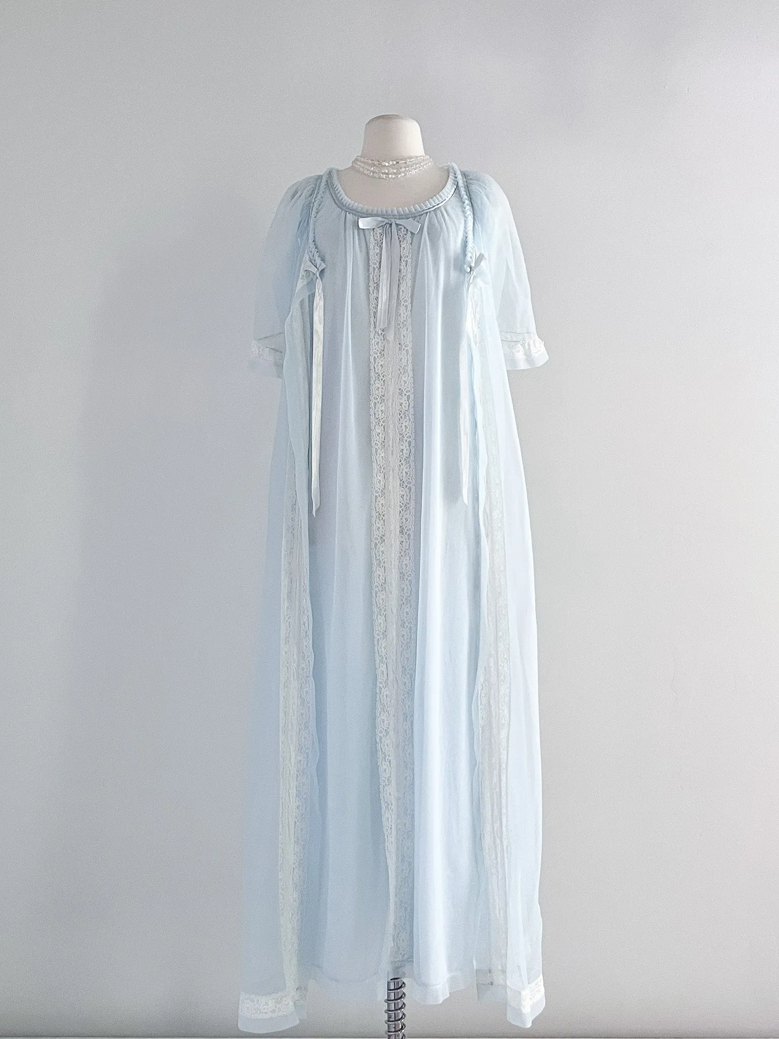 1950's Baby Blue Night Gown & Cover-up  / Sz M