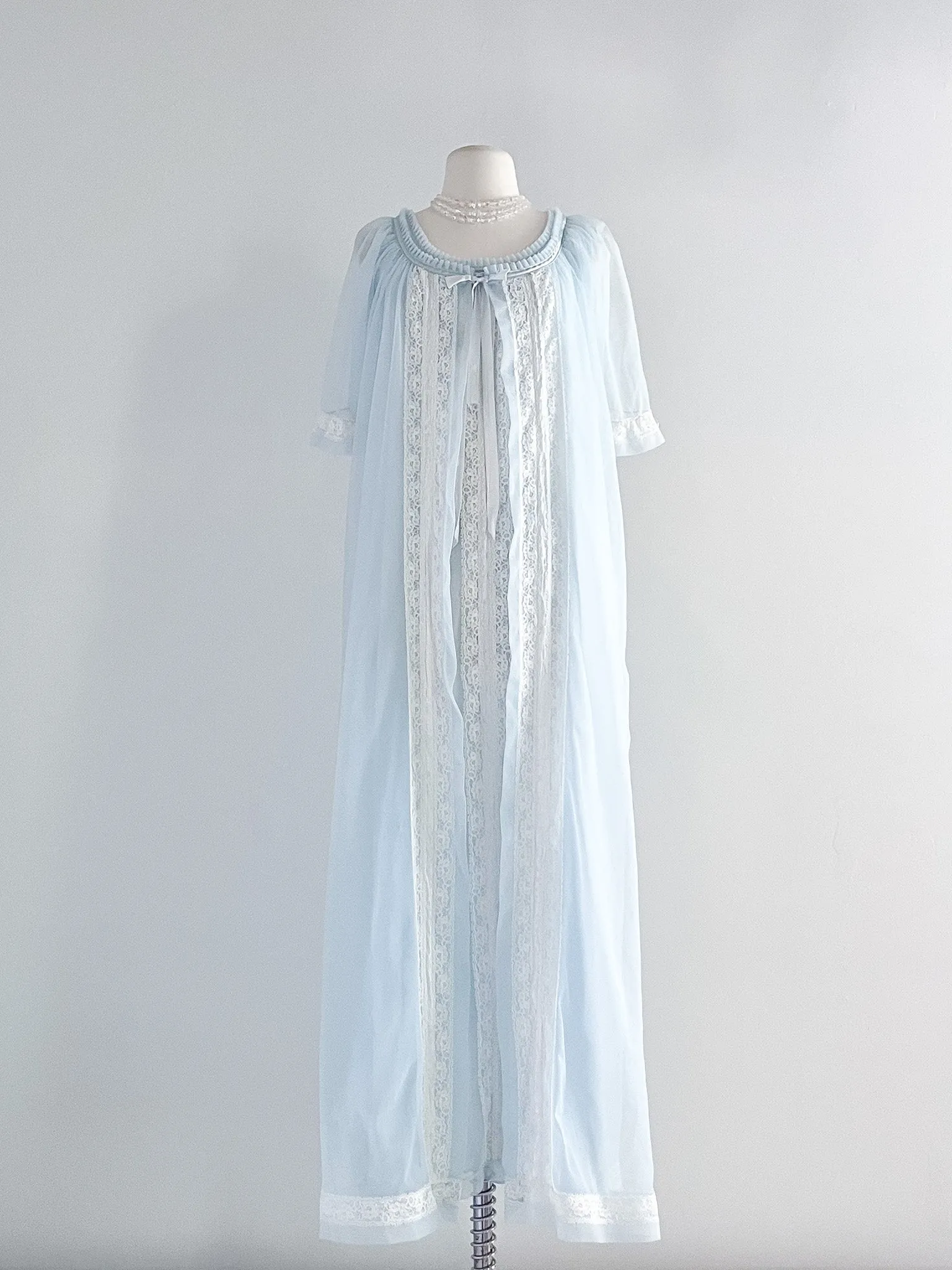 1950's Baby Blue Night Gown & Cover-up  / Sz M