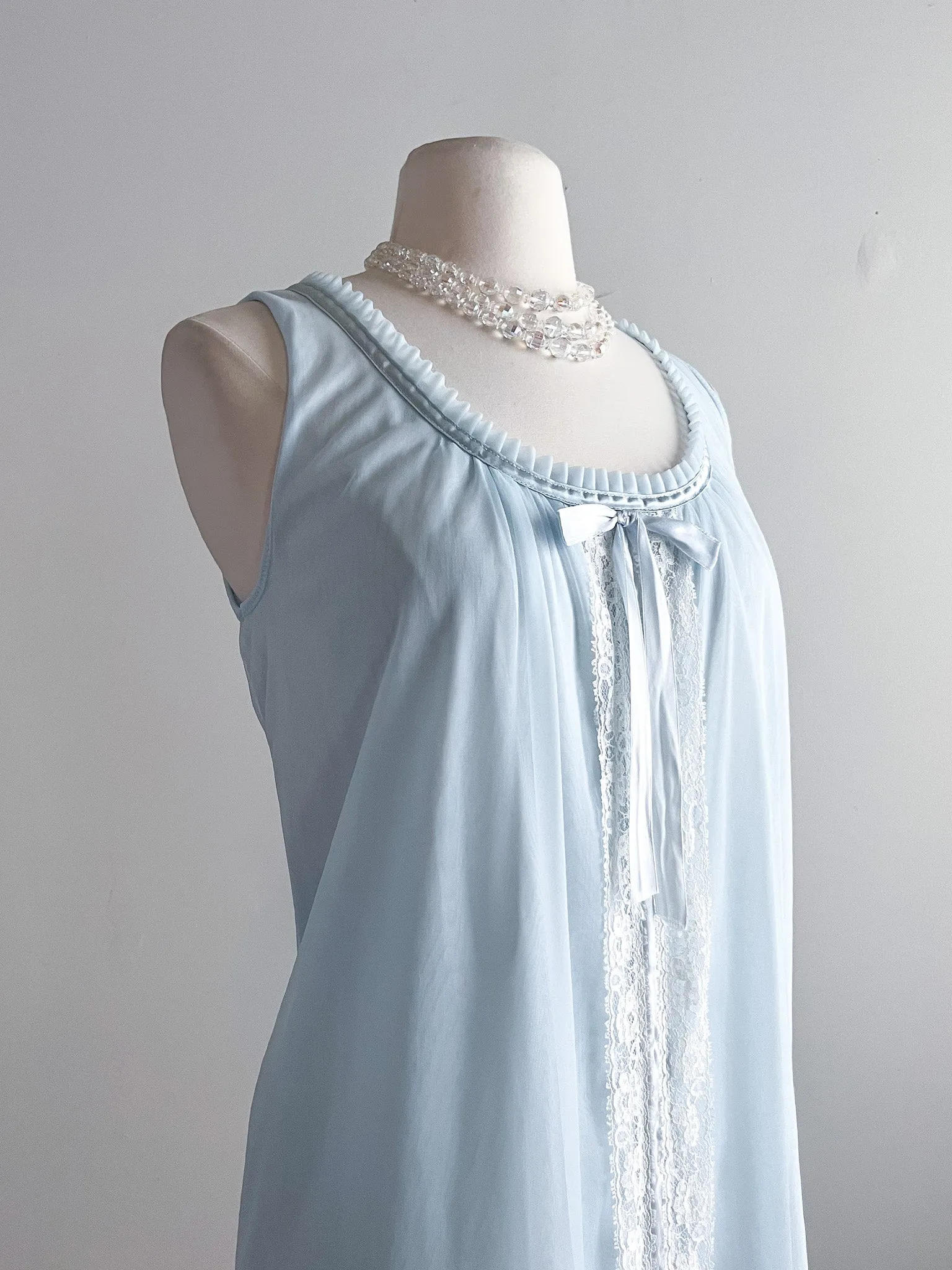 1950's Baby Blue Night Gown & Cover-up  / Sz M