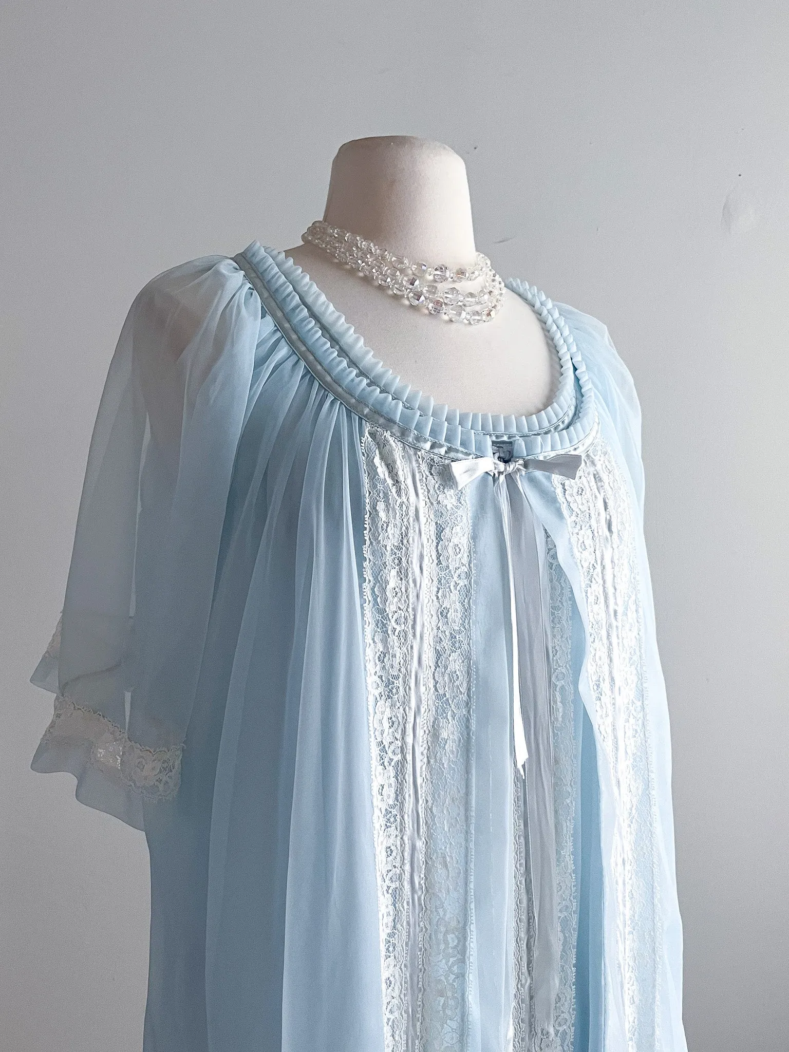 1950's Baby Blue Night Gown & Cover-up  / Sz M