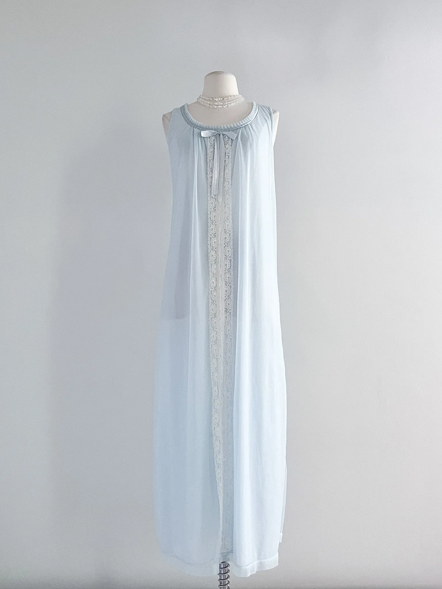 1950's Baby Blue Night Gown & Cover-up  / Sz M