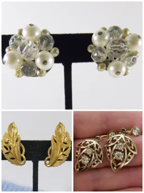 40s/50s Clip-On Earrings - Lot of 3 Pairs