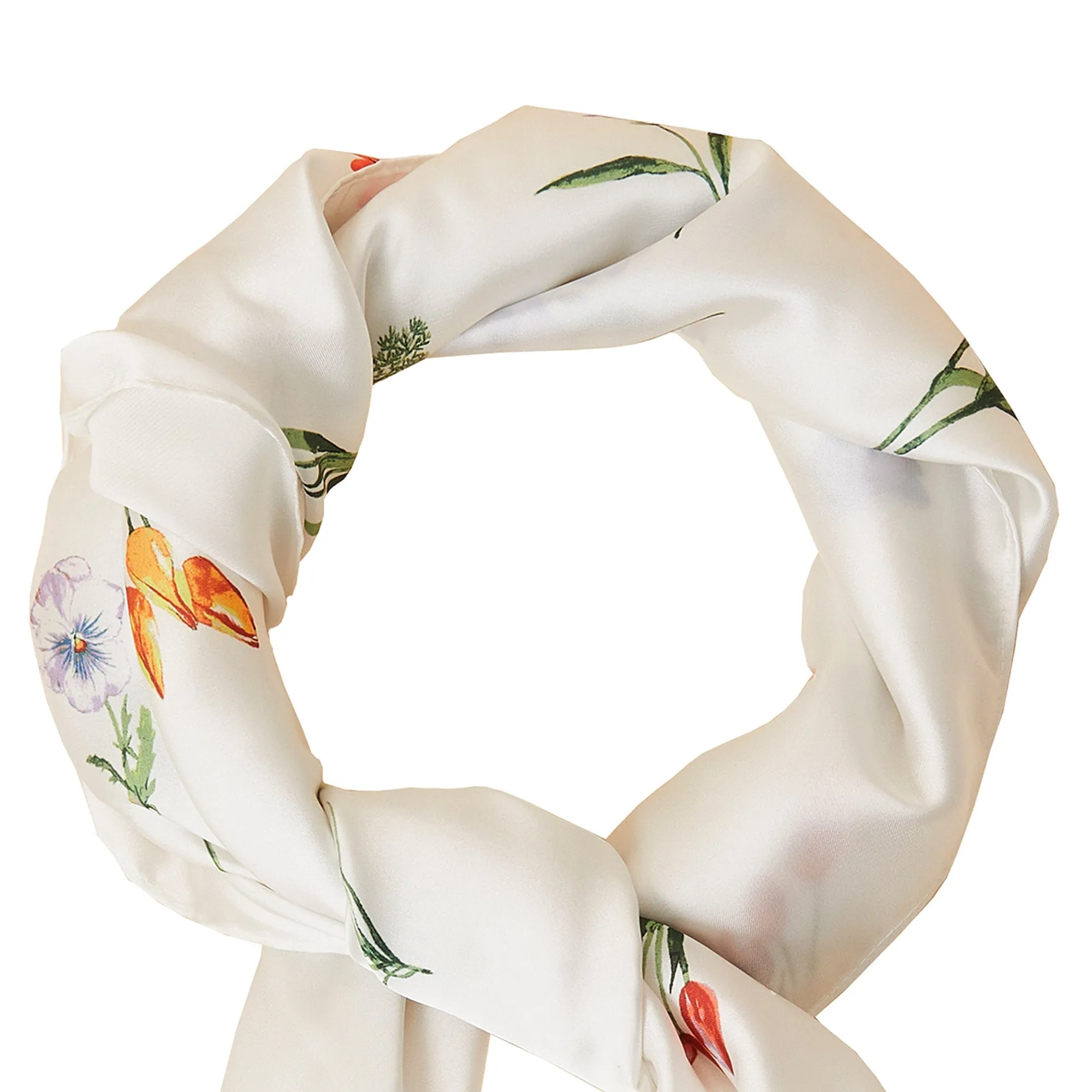 Accessorize London Women's White Wildflower Large Satin Square Scarf