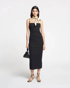 Alexa - Mesh Jersey Midi Dress - Black