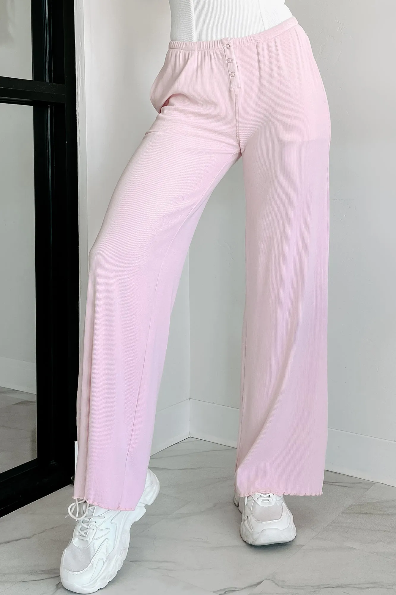 All Tuckered Out Ribbed Lounge Pants (Cool Pink)