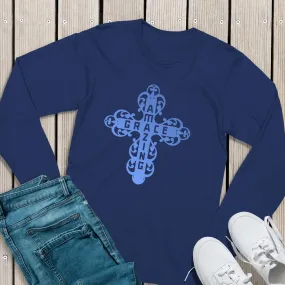 Amazing Grace Filigree Cross Long Sleeve Tee - Dark Colors