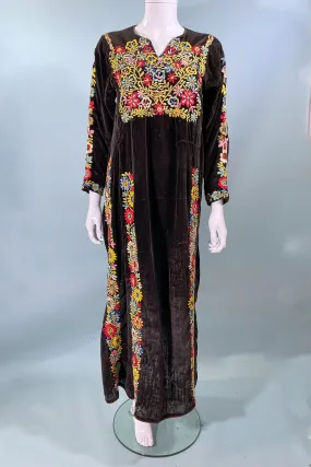 Antique Velvet Caftan Embroidered & Distressed, For Study/Display/Prop, Poor Condition