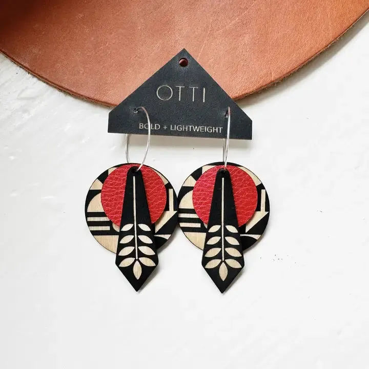 Architectural Leather & Birch Earrings