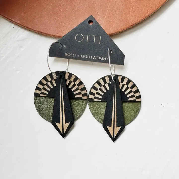 Architectural Leather & Birch Earrings