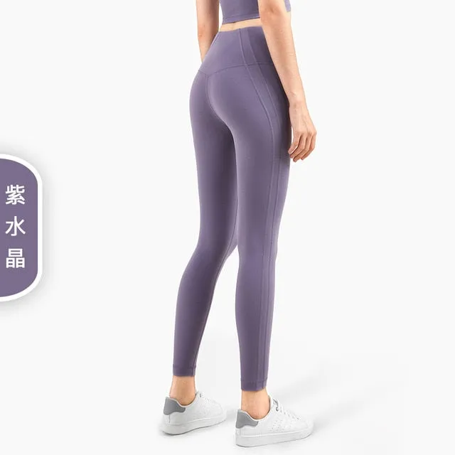 Autumn Seamless Solid Yoga No T line Leggings Fitness Gym Yoga Pantalones High Elastics Sports Breathable Dry Quick Trousers