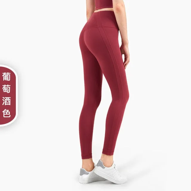 Autumn Seamless Solid Yoga No T line Leggings Fitness Gym Yoga Pantalones High Elastics Sports Breathable Dry Quick Trousers