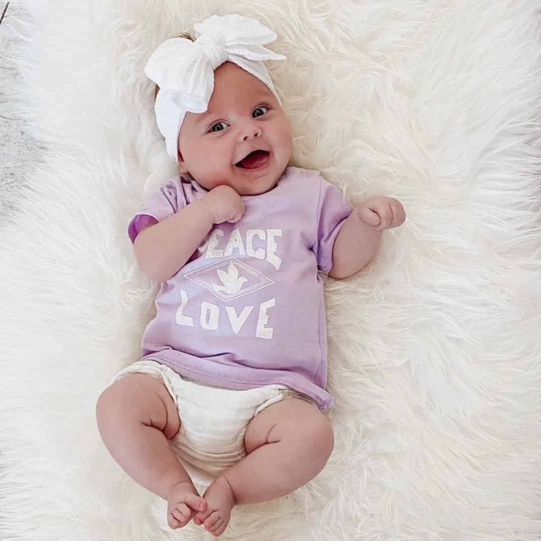 Baby Top Knot Double Bow Headband Wisteria