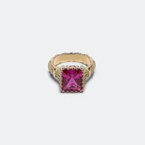 Baguette Cut Bound Willow Ring - 9K Gold/Pink Sapphire