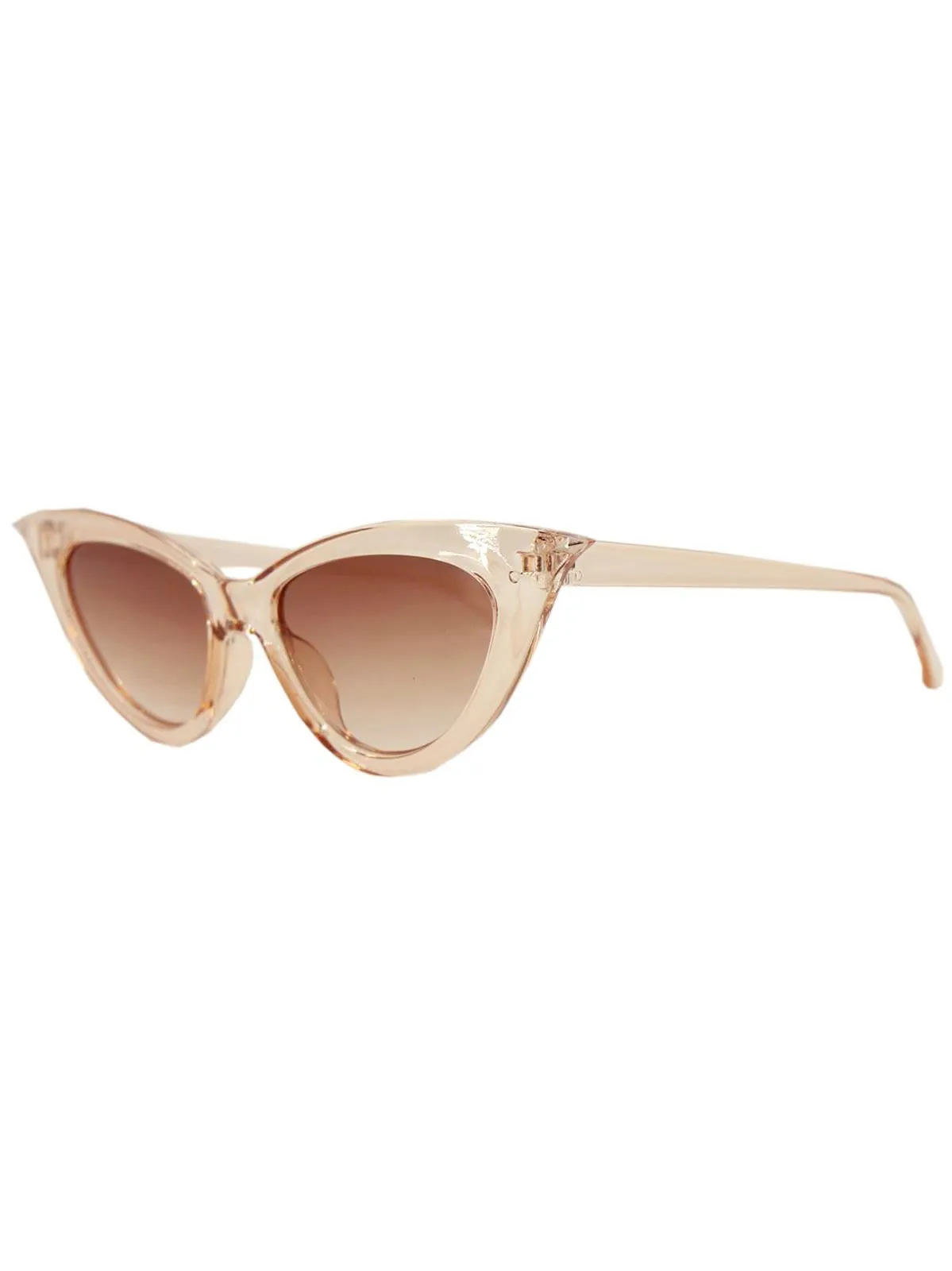 Beige Diamond Tip Catseye Vintage Style Sunglasses