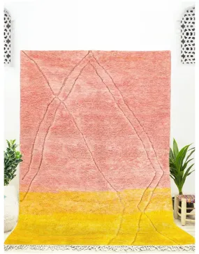 Beni Mrirt Moroccan Wool Yellow & Pink Rug