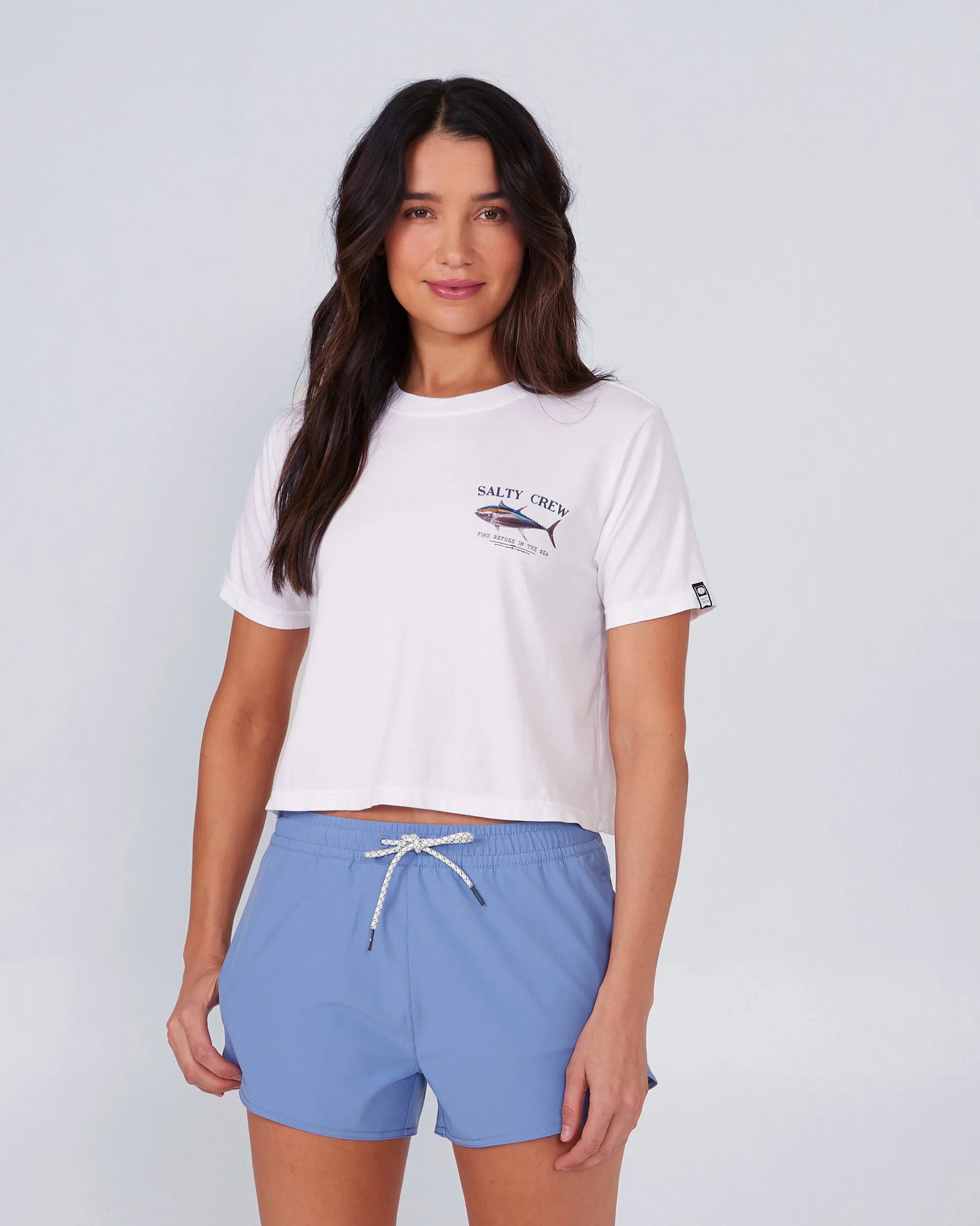 Big Blue White Crop Tee