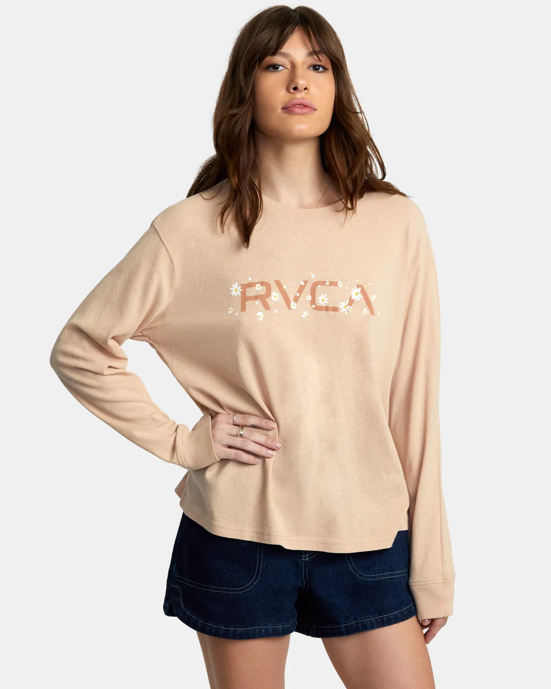 Big RVCA Daisy Long Sleeve T-Shirt - Nude