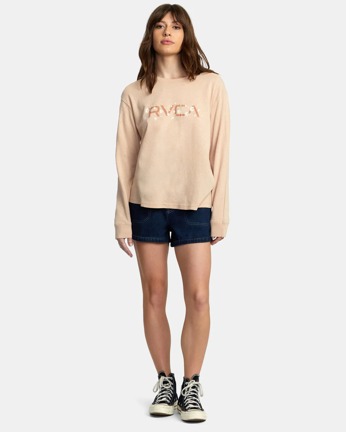 Big RVCA Daisy Long Sleeve T-Shirt - Nude