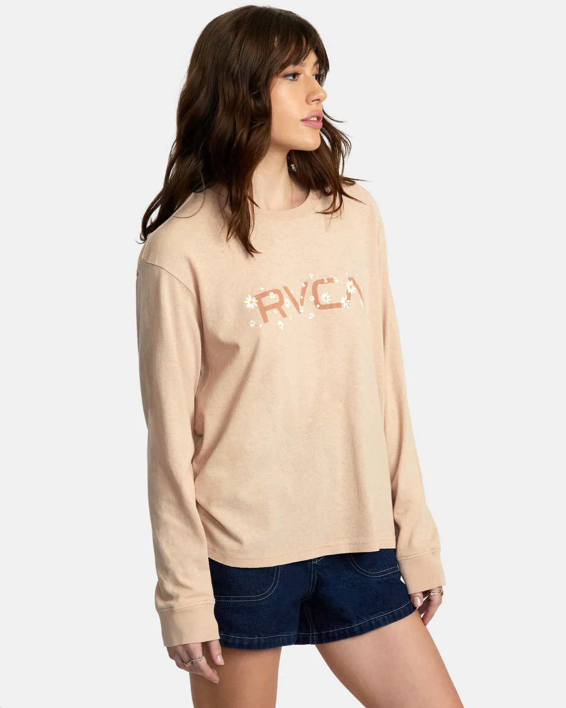 Big RVCA Daisy Long Sleeve T-Shirt - Nude