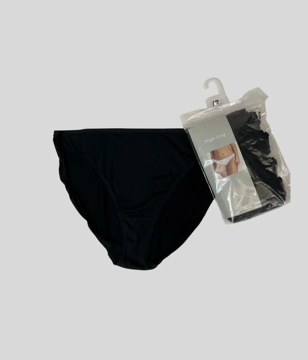 Black 5 Pack Microfibre High Leg Briefs