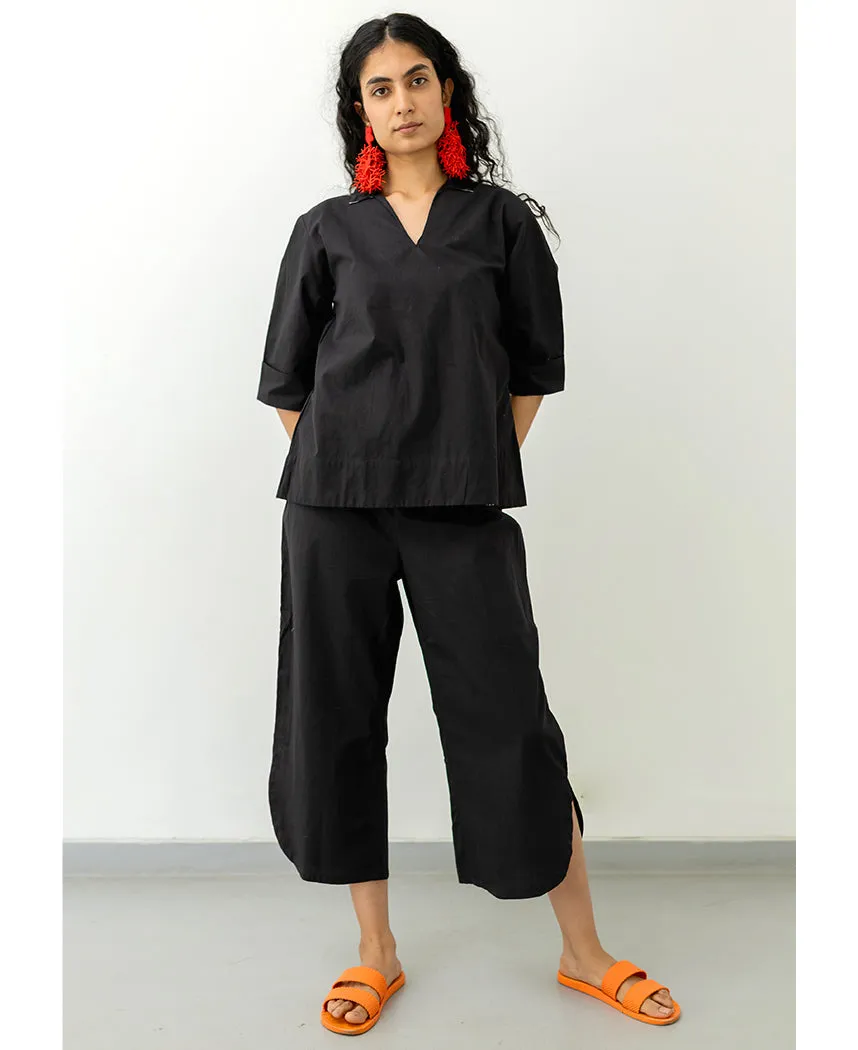 Black Poplin Top