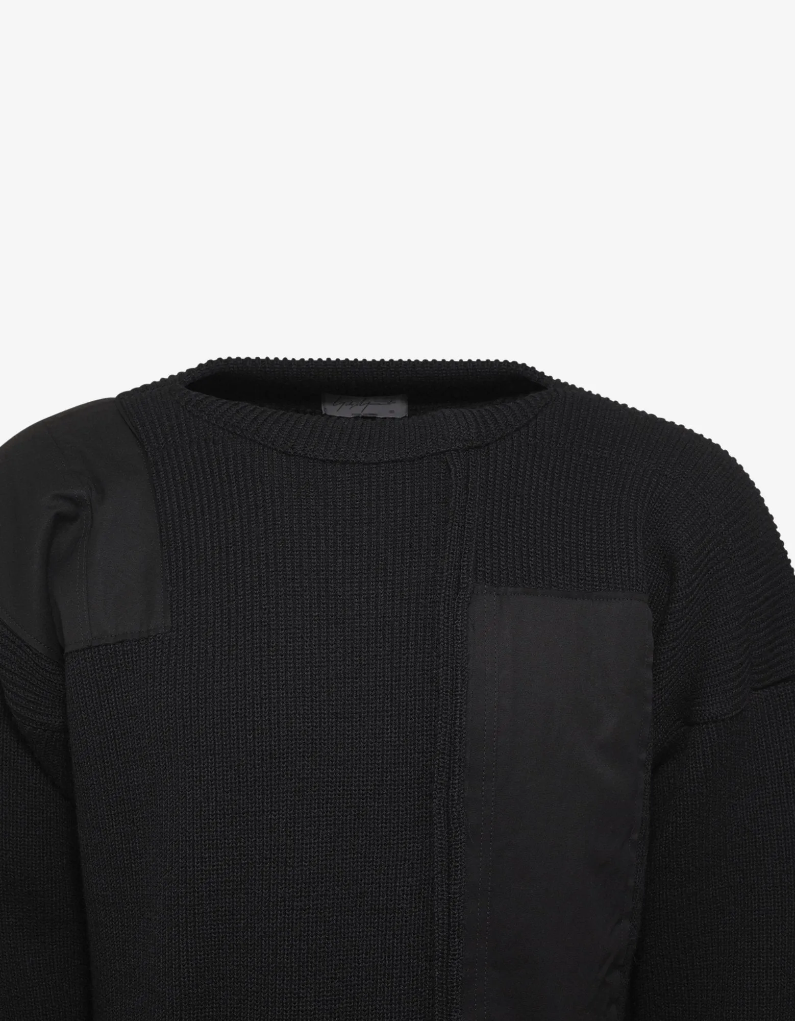 Black Wool Sweater with Contrast Patches