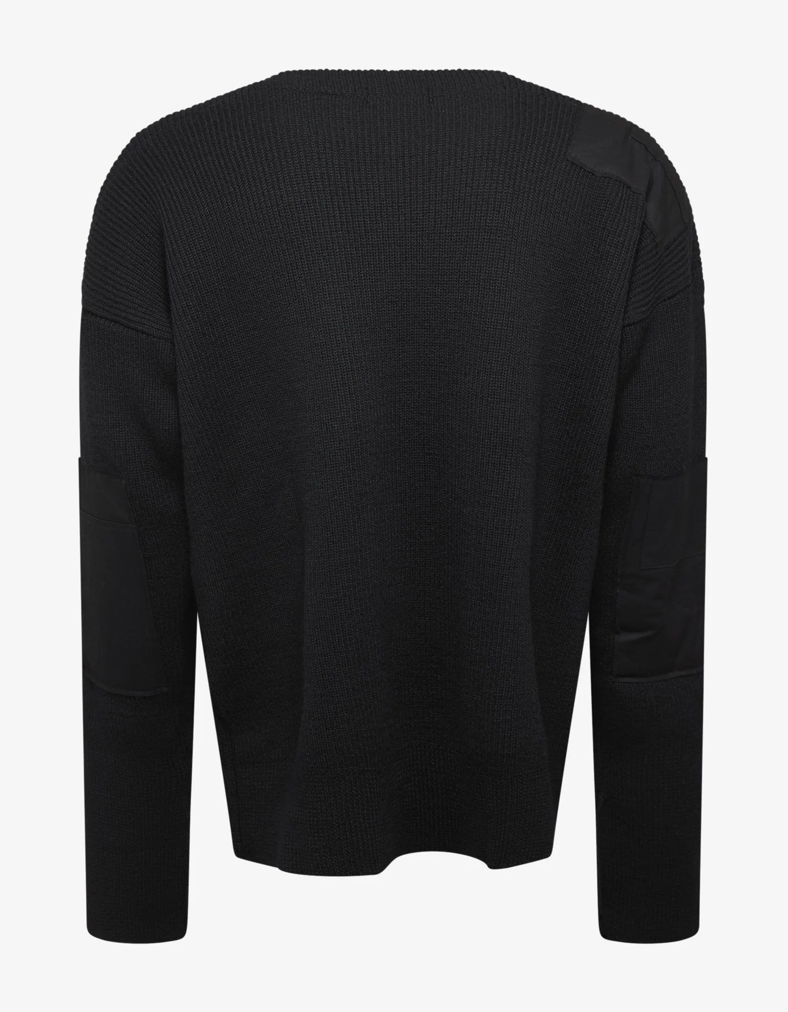 Black Wool Sweater with Contrast Patches