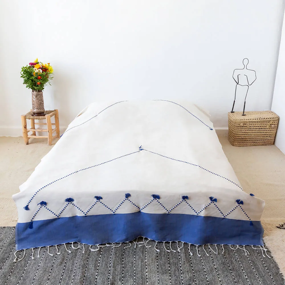 Blue and White Moroccan Bed Spread