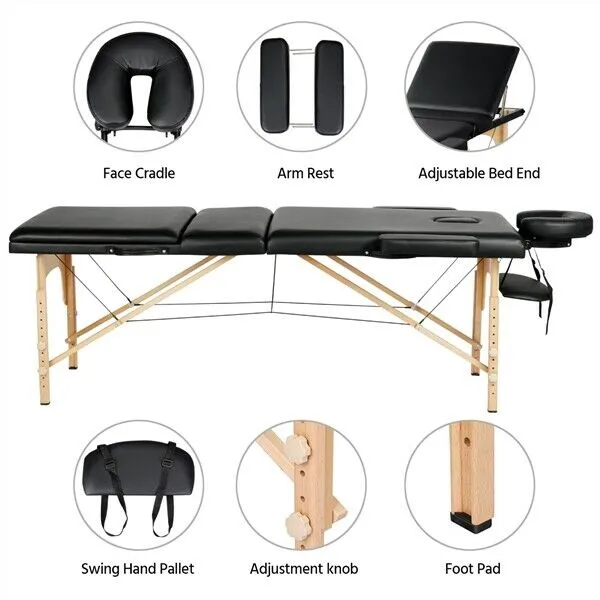 BMASSAGEX™ PRO Adjustable Backrest 84" Massage Table | Folding Portable Bed, Salon, Spa