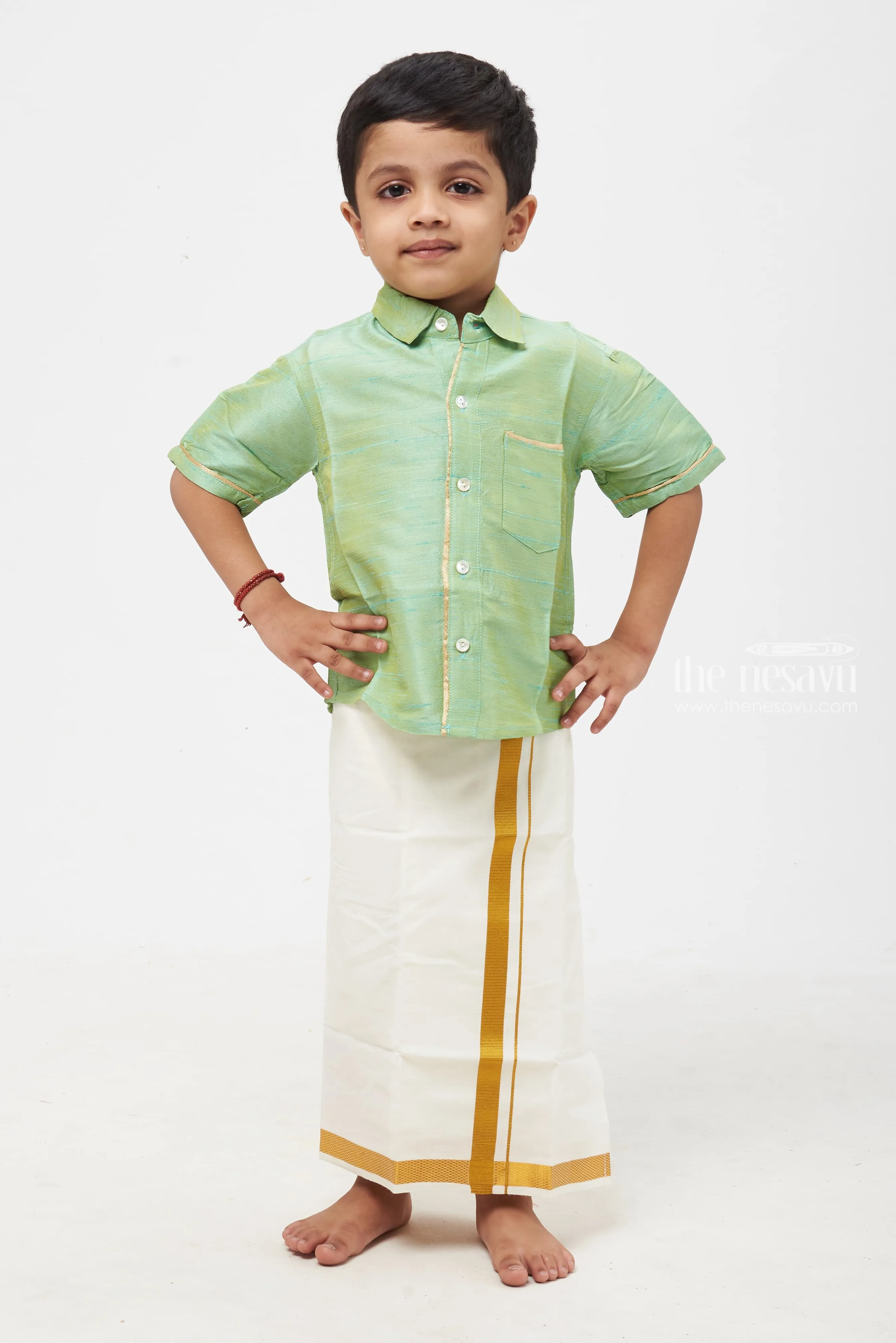 Boys Lustrous Sea Green Silk Shirt: Journey into the Heart of Nature's Charm