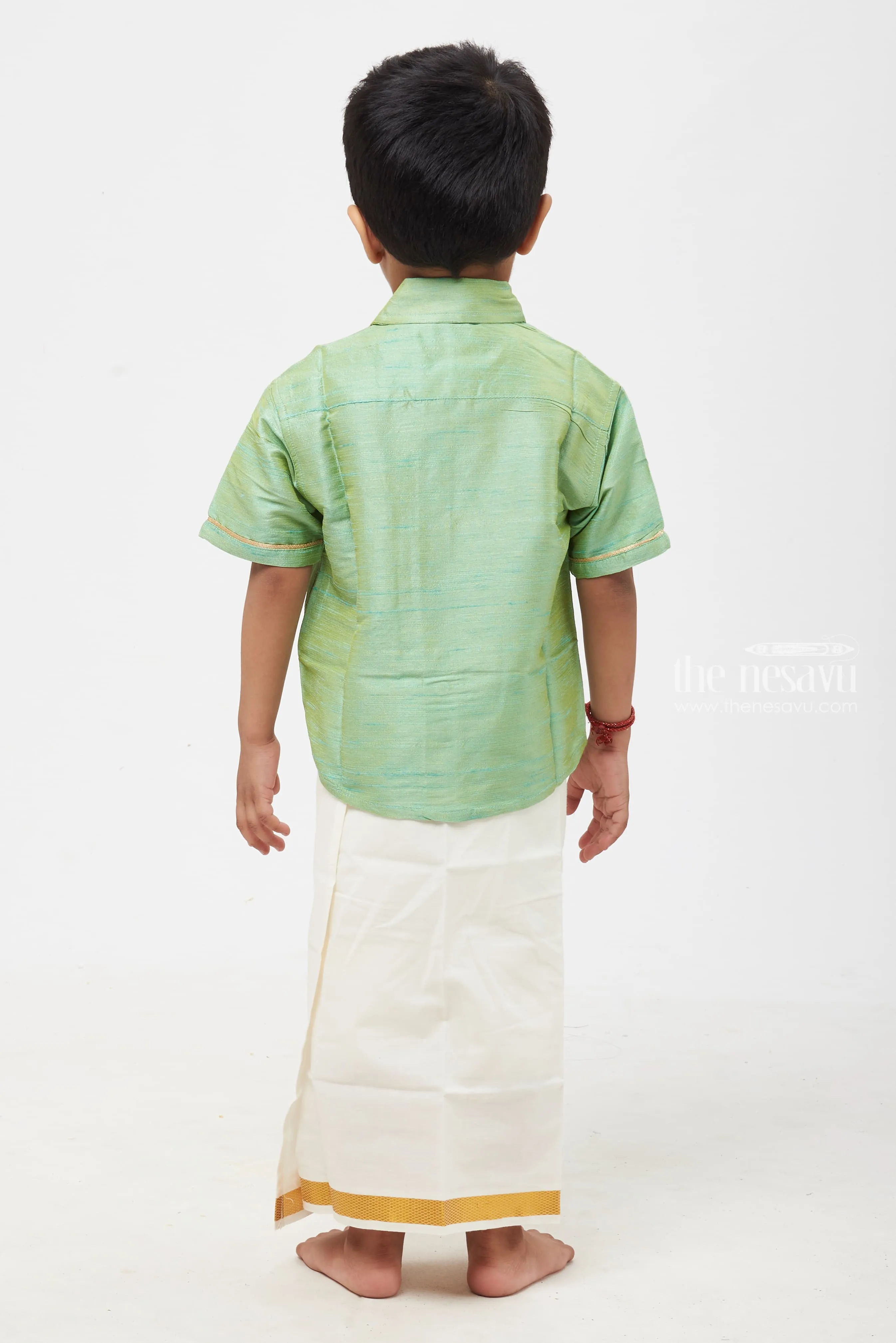 Boys Lustrous Sea Green Silk Shirt: Journey into the Heart of Nature's Charm