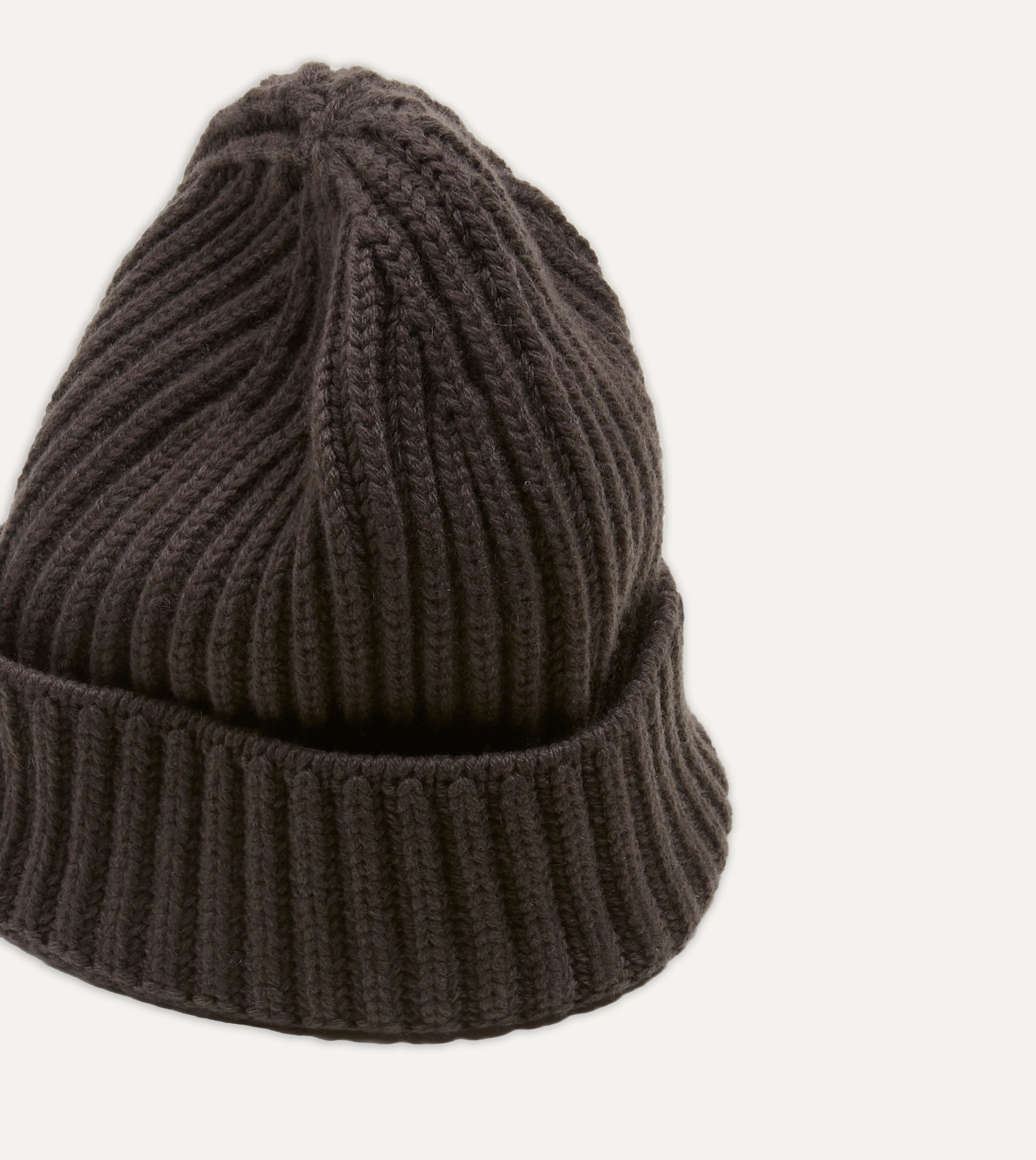 Brown Cashmere Ribbed Knit Cap