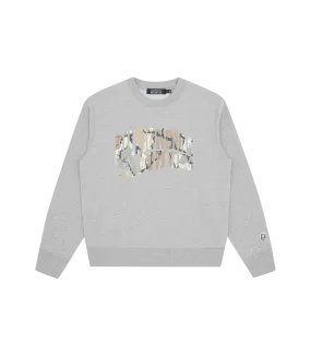 CAMO ARCH LOGO CREWNECK - HEATHER GREY