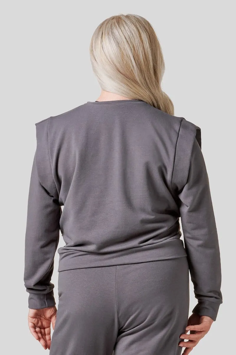 Capped Sleeve Sweatshirt in Graphite