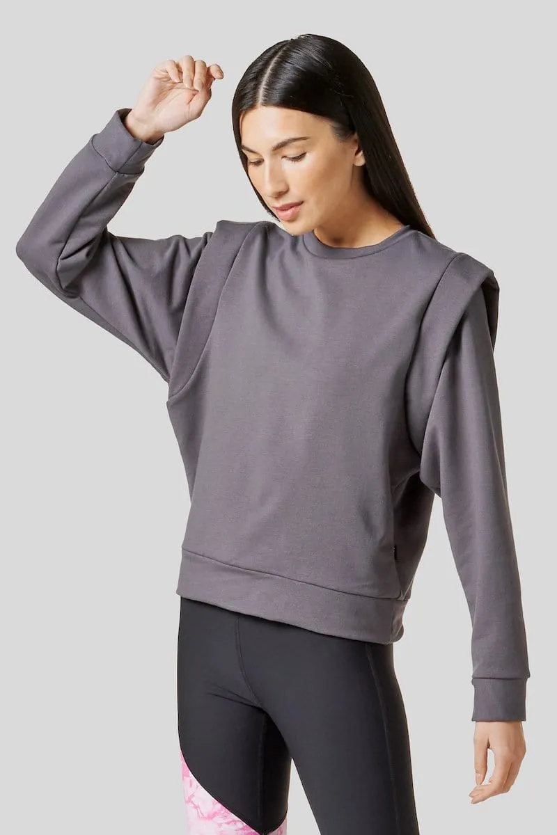 Capped Sleeve Sweatshirt in Graphite