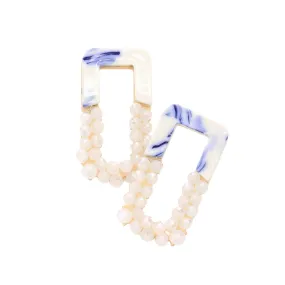 Celluloid Acetate Faceted Beaded Open Rectangle Earrings