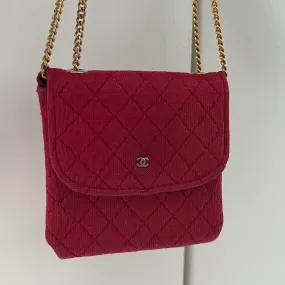 Chanel Vintage Mini Red Jersey Necklace Bag