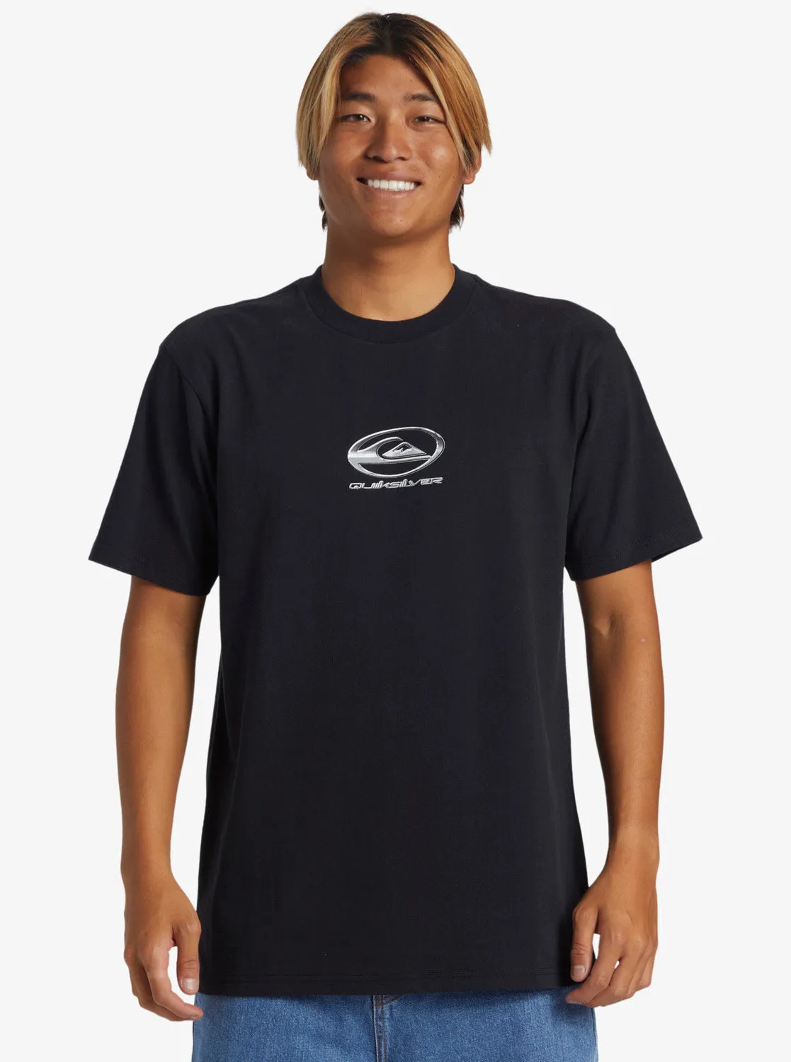 Chrome Logo Short Sleeve Saturn T-Shirt - Black