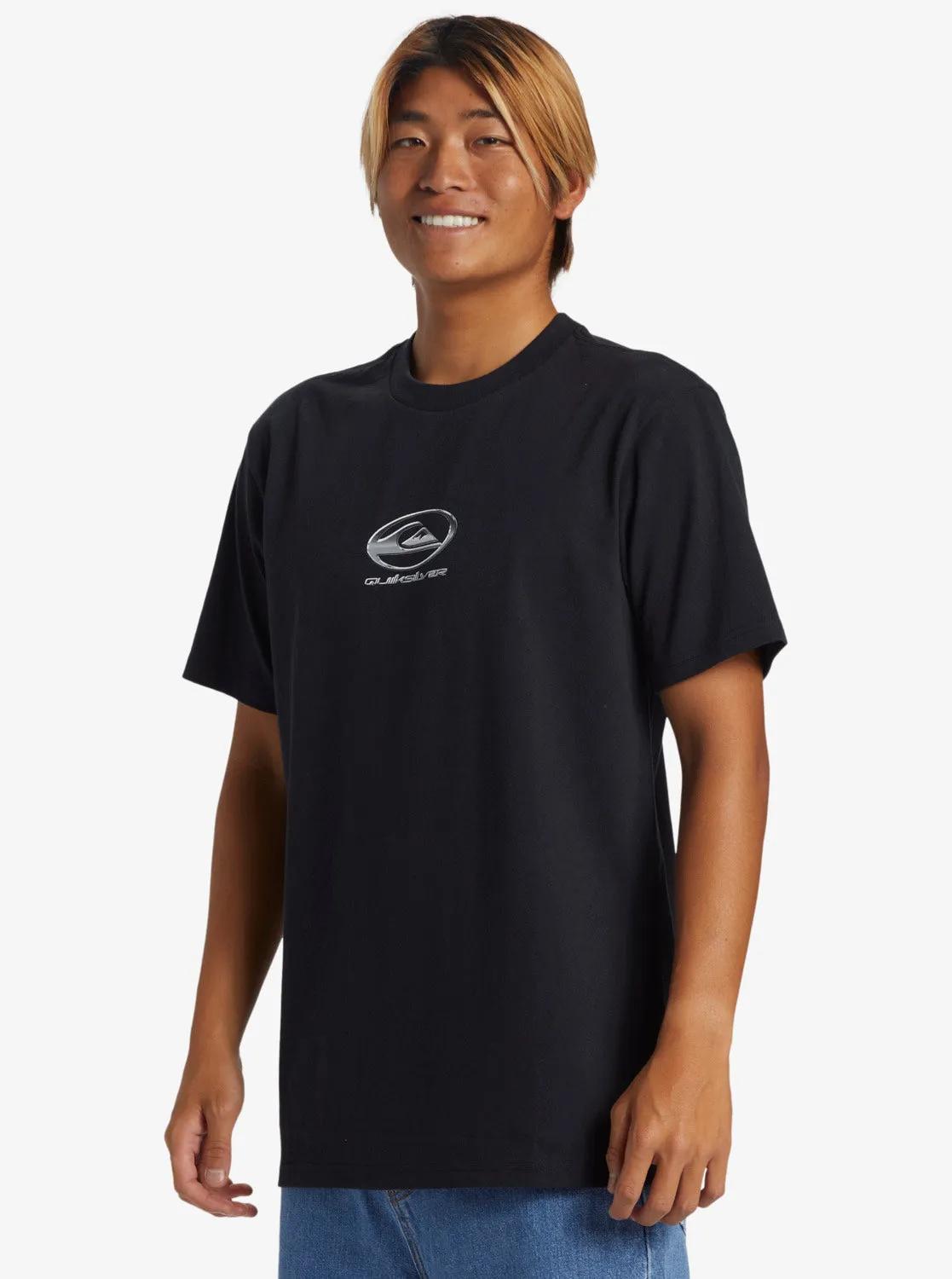 Chrome Logo Short Sleeve Saturn T-Shirt - Black