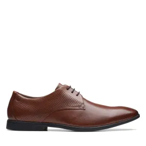 Clarks Boswyn Lace Dark Tan Leather - Standard Width