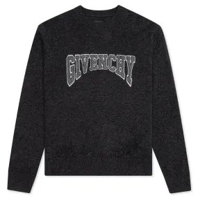 College Embroidery Crewneck Sweater - Black/Natural