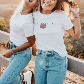 College USA Flag Tee Shirt For Teens