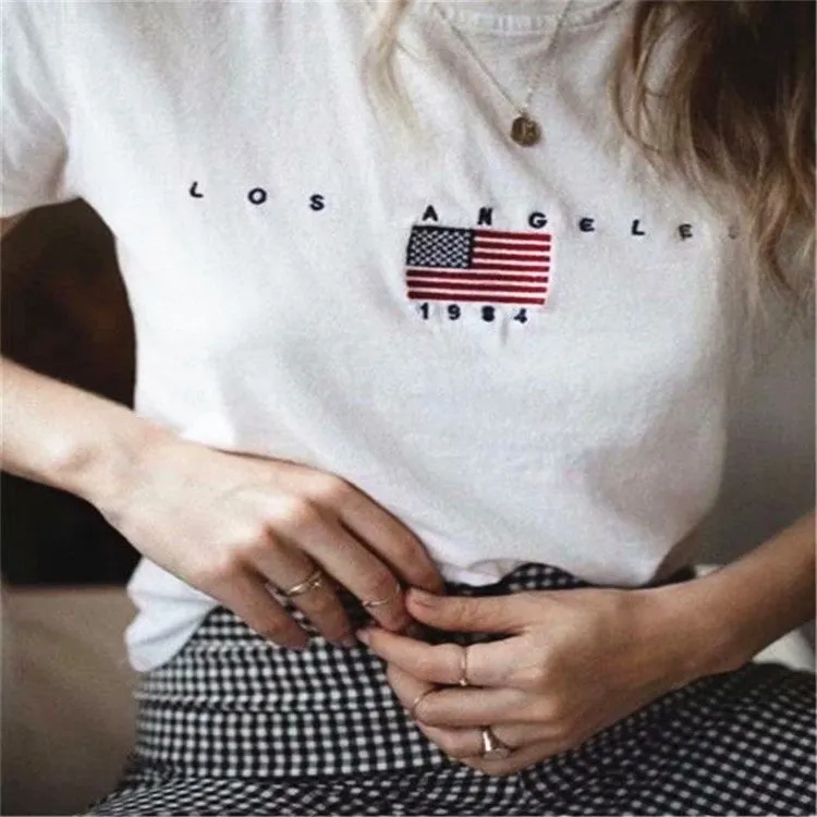 College USA Flag Tee Shirt For Teens