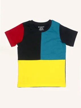 Contrast Colorblock Half Sleeves Kids T-Shirt