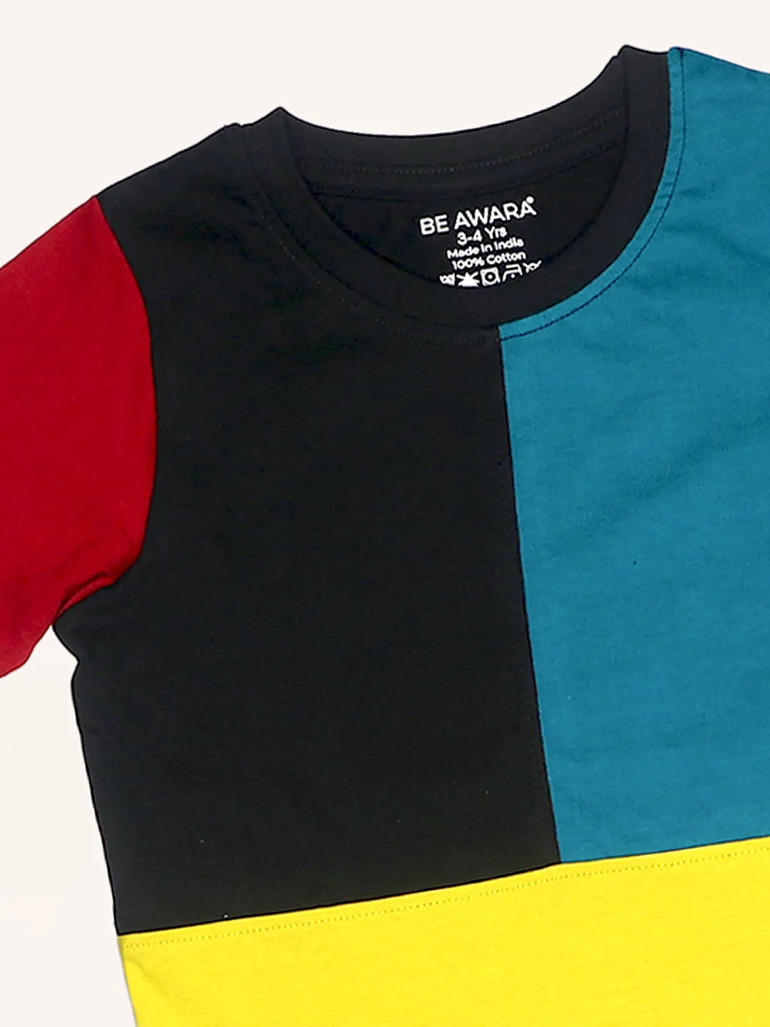 Contrast Colorblock Half Sleeves Kids T-Shirt